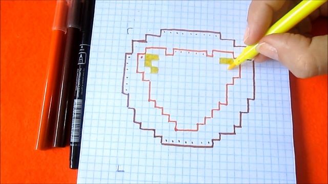Простой рисунок по клеткам Лев Как нарисовать по клеточкам в тетради How to Draw Lion Pixel Art