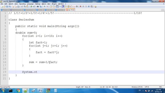 Series of Factorial Sum in Java