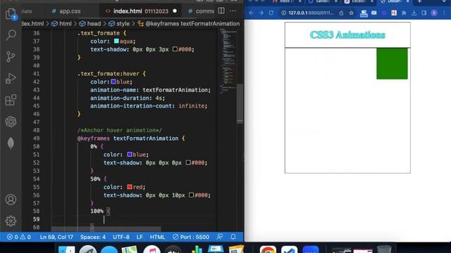 CSS3 Keyframe Animation Explained: An In-Depth Tutorial in Telugu | Rollover Text Animation