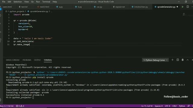 PYTHON MINI PROJECT | PYTHON QRCODE GENERATOR
