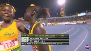 12 year old Brianna Lyston (Jago) 11.86 wins Class 4 Girls 100m Final Champs 2017