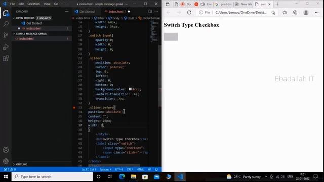 Switch Type Checkbox || Only CSS || Subscribe Ebadallah IT