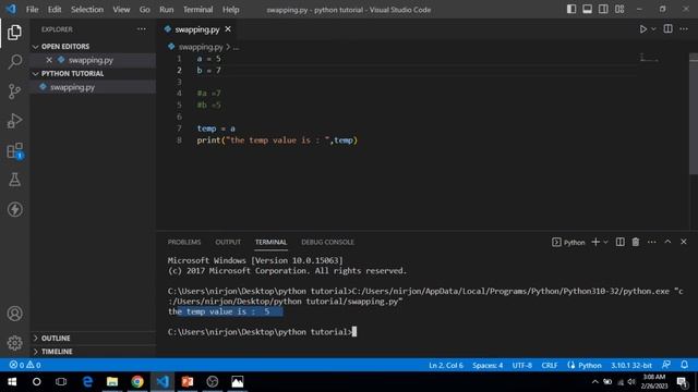 Python Bangla Tutorials 38 : Swapping in Python
