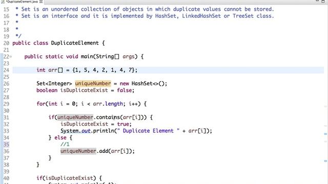 Print Duplicate Elements in Array - Java Code