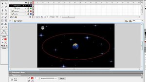 Анимация движения по траектории в Macromedia Flash MX  Пример 2 Вращение Луны вокруг Земли