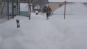 Снегоуборщик навесной для мотоблока. Чистим пышный снег.