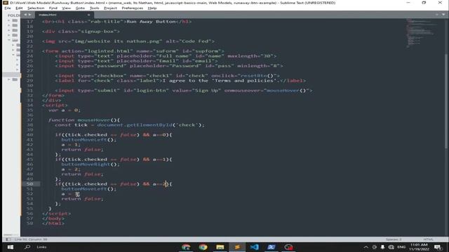 RunAway button animation JavaScript Tutorial @CodeWithHarry  | Its Nathan