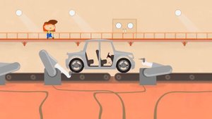 A car factory for kids. Construction vehicles with dr McWheelie. A family cartoon.