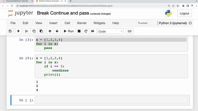 Python Tutorial for Beginners -30- break continue and pass