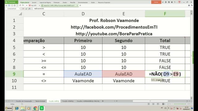 ? Tabela Verdade e Funções (NÃO, EXATO, VERDADEIRO, FALSO) com WPS Office 2016 Spreadsheets смотреть онлайн