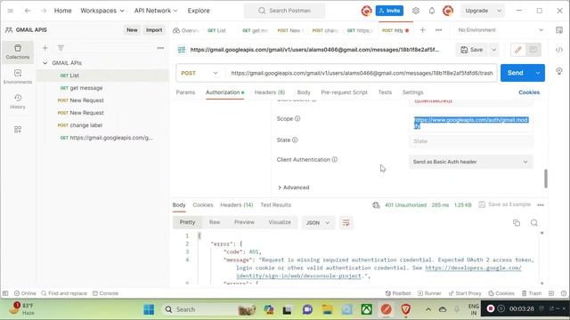 OAUTH 2.0 | HOW TO SEND MAIL IN TRASH WITH GMAIL API THROUGH POSTMAN смотреть онлайн