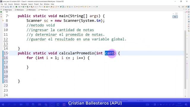 Metodo void en JAVA ingresar cantidad solicitar nota y calcular promedio en variable local global P смотреть онлайн