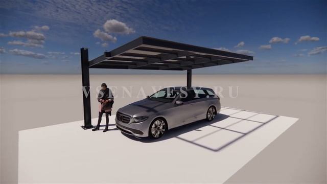 Проект современного и стильного металлического навеса для автомобиля (metal carport).