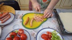 ПИЦЦА ДОМАШНЯЯ в духовке Очень Вкусная Пицца с Сосиской  Простой Рецепт БОЛЬШОЙ Домашней пиццы