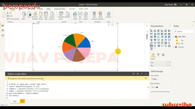 Python Visuals in Power BI - PART 1 -Create a Simple Pie Chart using pyplot