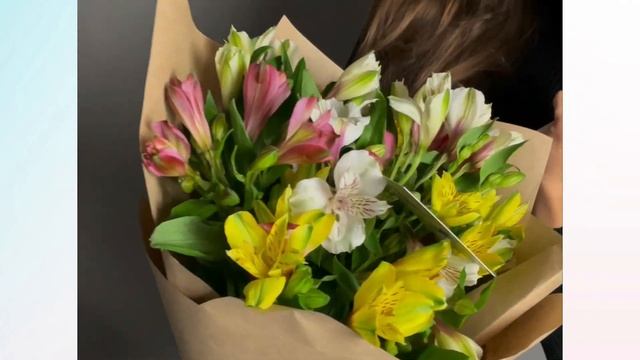 Набор размер S с букетом 9 альстромерий в корейской упаковке смотреть онлайн