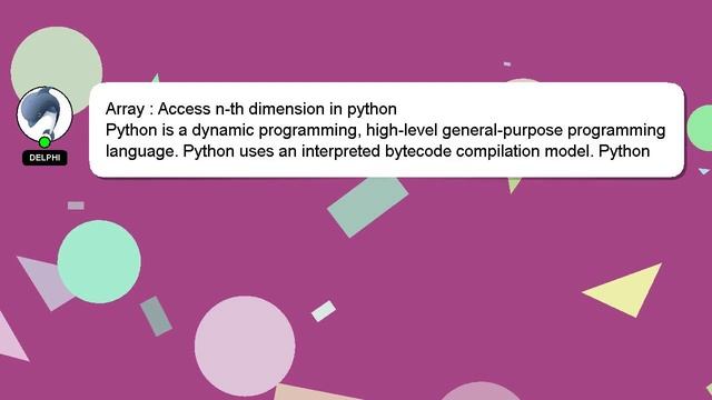 Array : Access n-th dimension in python