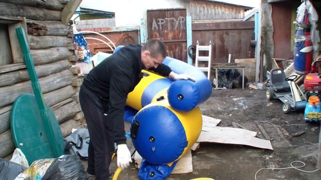 Водный надувной аттракцион б.у. водная качель, распаковка, надувание смотреть онлайн