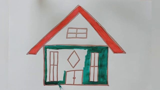 Как нарисовать домик ? Детская раскраска | Рисуем домик смотреть онлайн