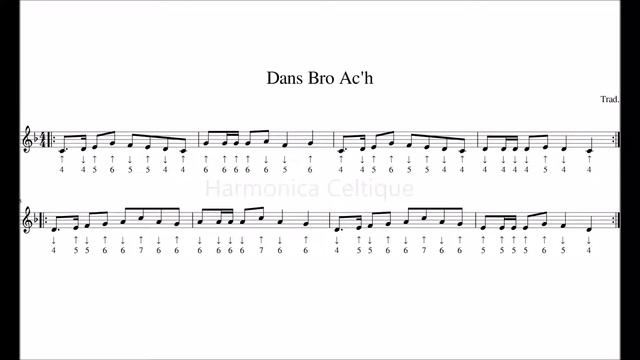 Dans Bro Ac'h - Tablature Harmonica смотреть онлайн