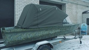 Лодка ОБЬ-1, Комплект: Ветровое текло с боковинами классик и фиш и ходовой тент