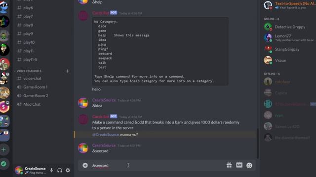 I'm making a card game through a discord bot. смотреть онлайн