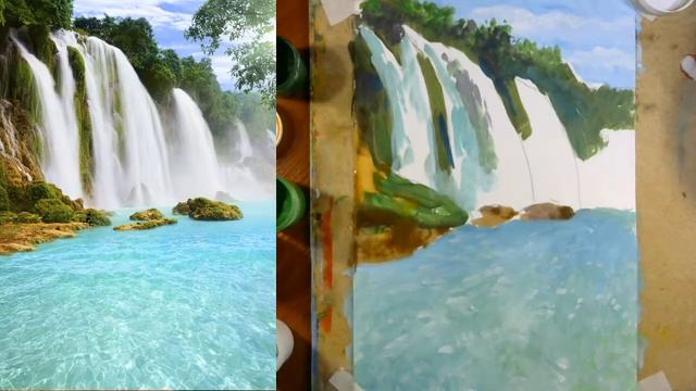 Как нарисовать ВОДОПАД? Пошаговый Мастер-класс