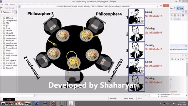 Dining Philosophers Problem Simulation смотреть онлайн