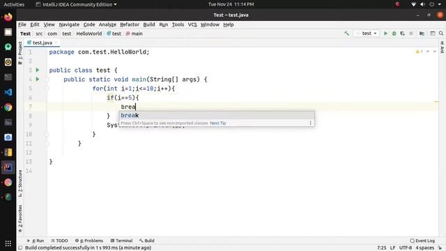 Break & Continue statement in java