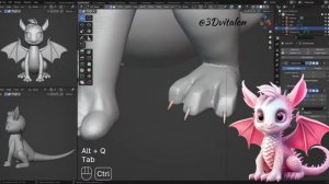 Быстрый процесс создания персонажа 3Д Дракона в Blender