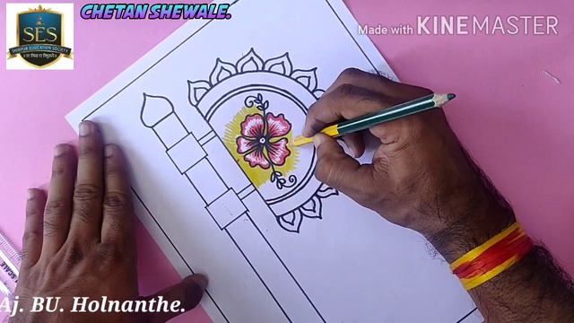 How to Draw Beautiful Hand Fan Design by using colour Pencil... смотреть онлайн