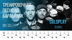 Coldplay - Clocks / 131 bpm / Тренировочная песня для барабанов