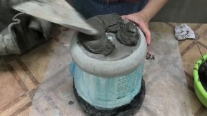 Кашпо из цемента и тряпки "ЦВЕТОК" | Мастер-класс - DIY flower pot