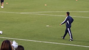 Luis Ernesto Michel warming up before game