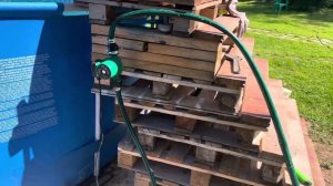 Подогрев воды в каркасном бассейне. Греем дровяной печью