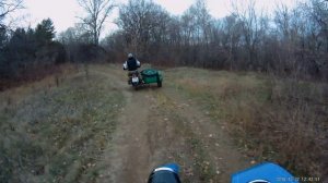 на мотоцикле Урал от Сока домой синий+зелёный