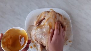 Запеченная целая курица с корочкой в медово-горчичном маринаде! Вкуснее не бывает!