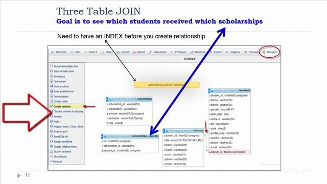 PHP / MySQL Course  11 - SQL JOIN in phpMyAdmin