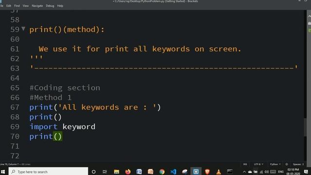 Write a program to print all keywords are available in python 3 on screen.
