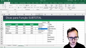 Dica para Função SUBTOTAL no Excel