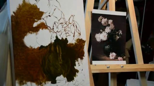 Копируем натюрморт с цветами. Шаг 1 смотреть онлайн