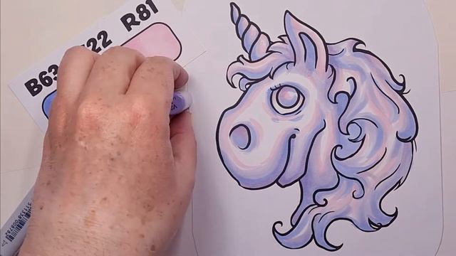 Copic Color Combo B63 V22 and R81 Markers. Speed Coloring a Unicorn. смотреть онлайн