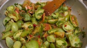 Закуска из зелёных помидор.Варить не надо!