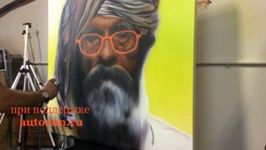 Портрет старика аэрографом "микрон" GSI Creos PS770 Custom и красками на водной основе Createx
