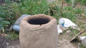Тандыр своими руками, первый обжиг тандыра, тандыр удачный первый опыт, трещины и шашлык в тандыре!