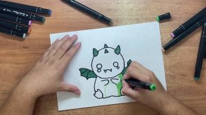 How to draw a cute dragon Как нарисовать милого дракона