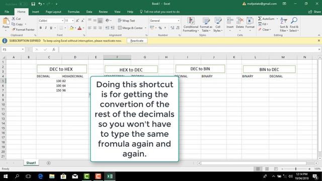[Tutorial]How to convert Decimal numbers to Binary and Hexadecimal numbers by using MS Excel смотреть онлайн