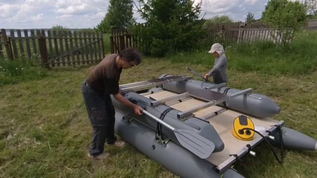 Двухместный вёсельно - моторный катамаран Мастеркат К-35.