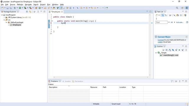 Hello world Java Program in Eclipse ide смотреть онлайн