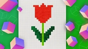 Как рисовать цветок тюльпан по клеточкам для детей